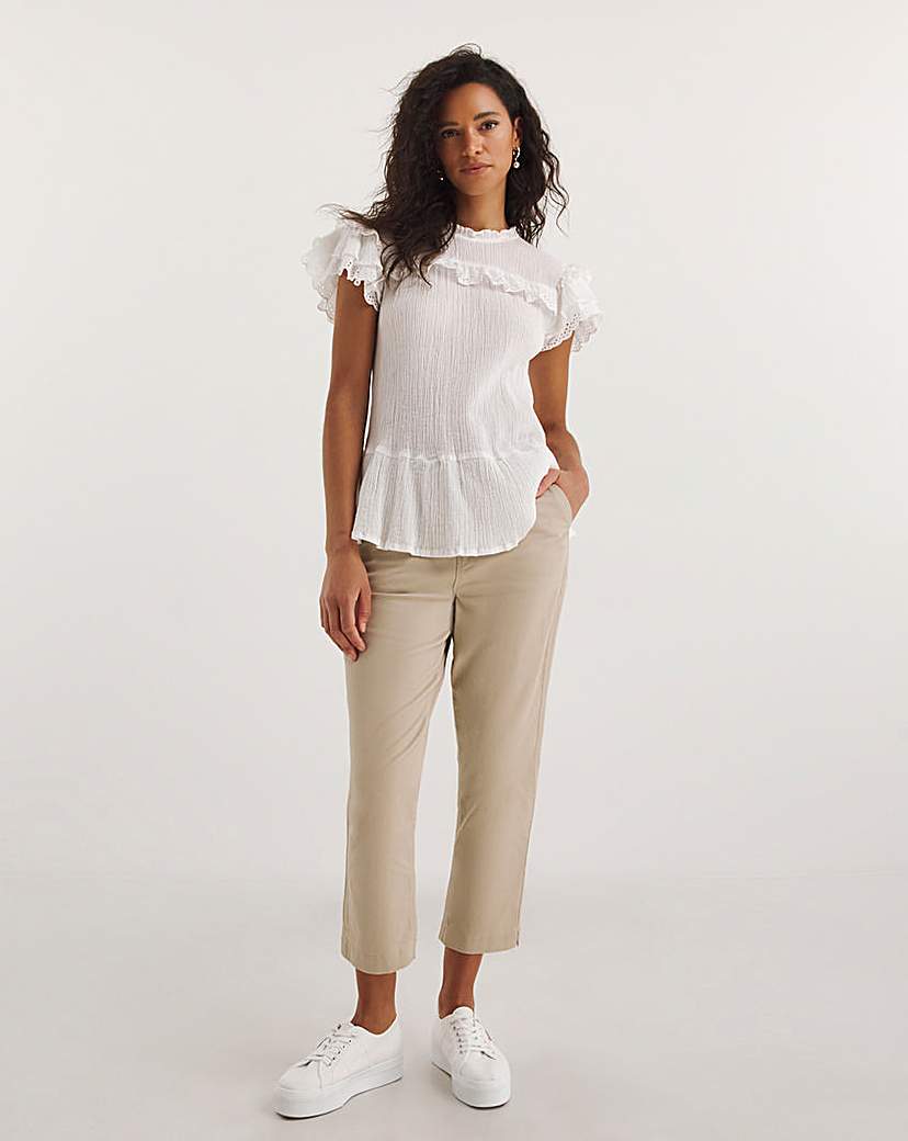 stone stretch chino cropped trousers