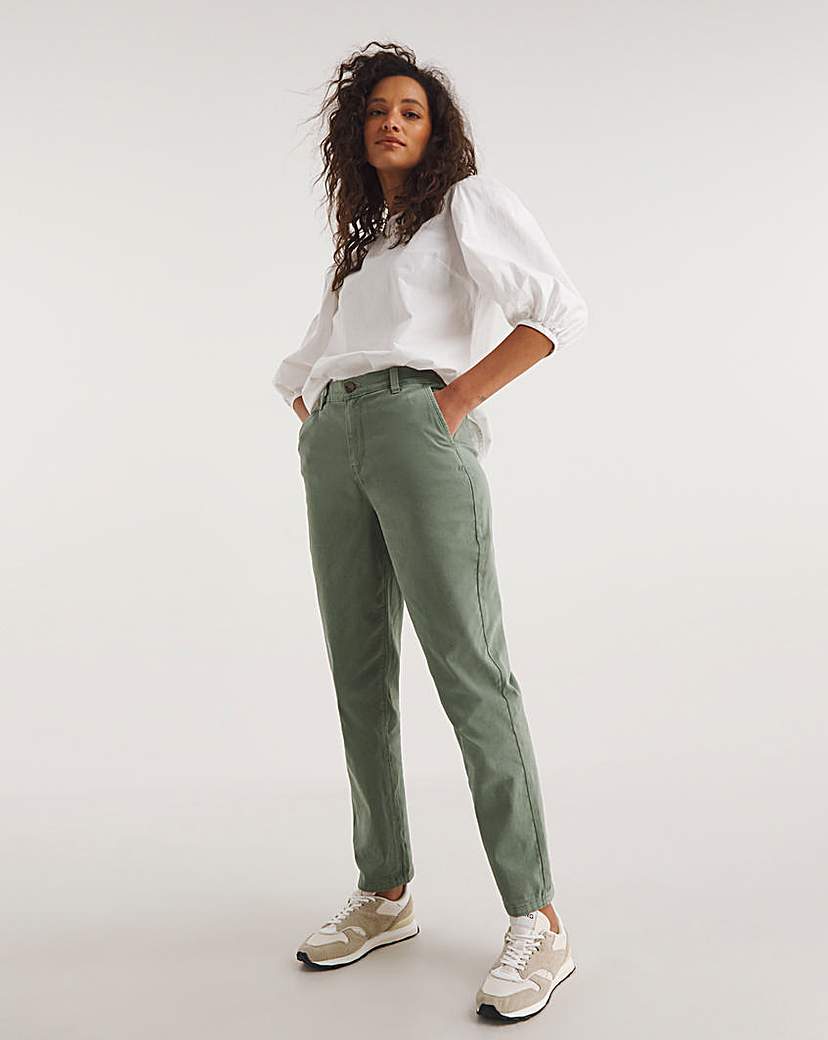 Khaki Stretch Chino Cropped Trousers