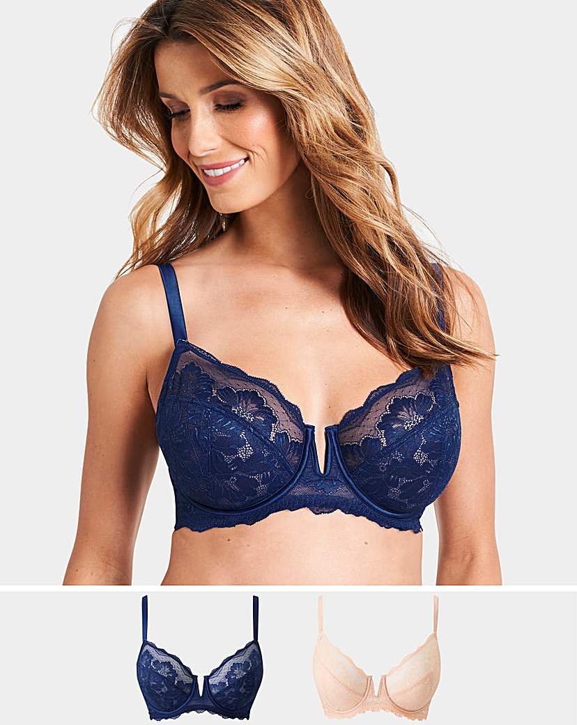 2PK Katie Blush/Navy Lace Full Cup Bras