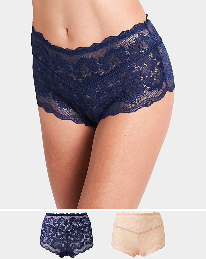 Image of 2 Pack Katie Lace Blush/Navy Midi Shorts