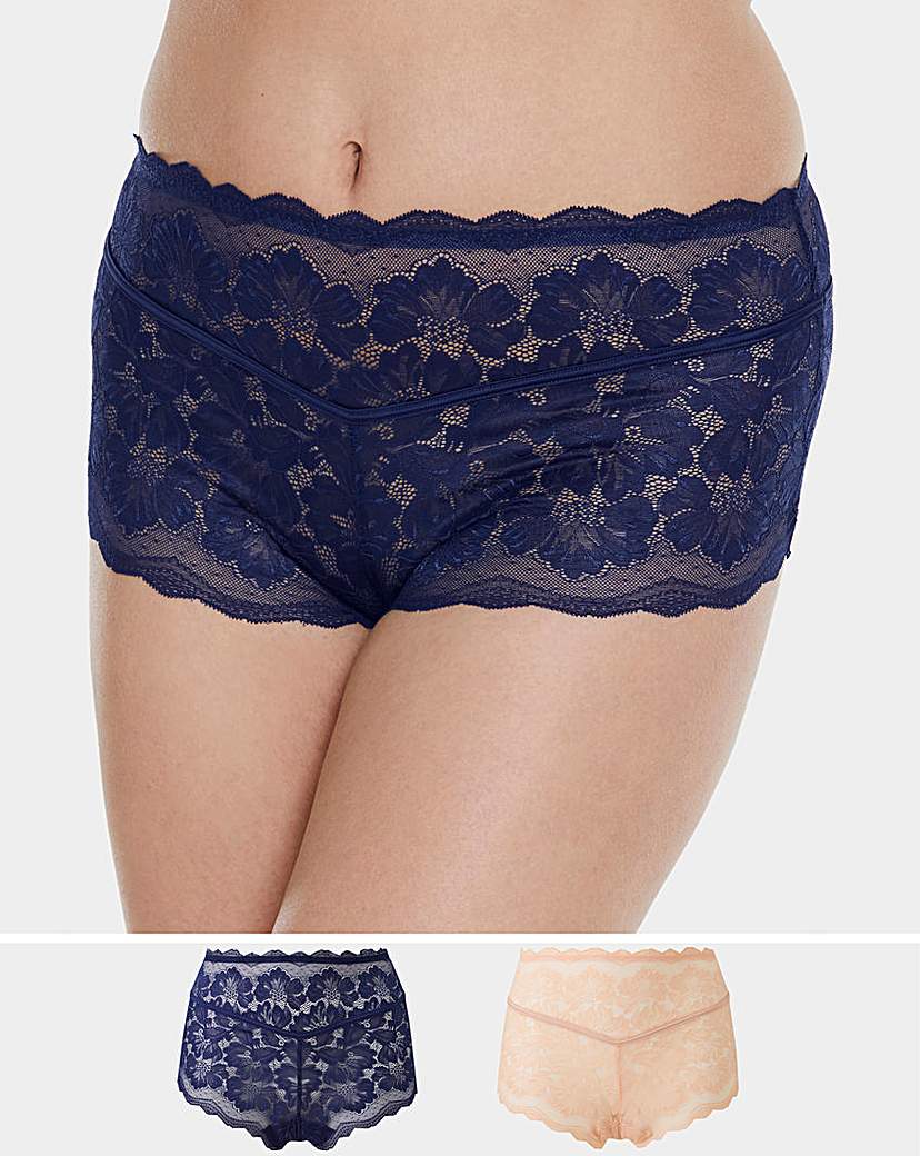 Image of 2 Pack Katie Lace Blush/Navy Midi Shorts