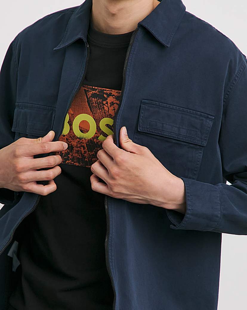 BOSS Navy Zipped Overshirt