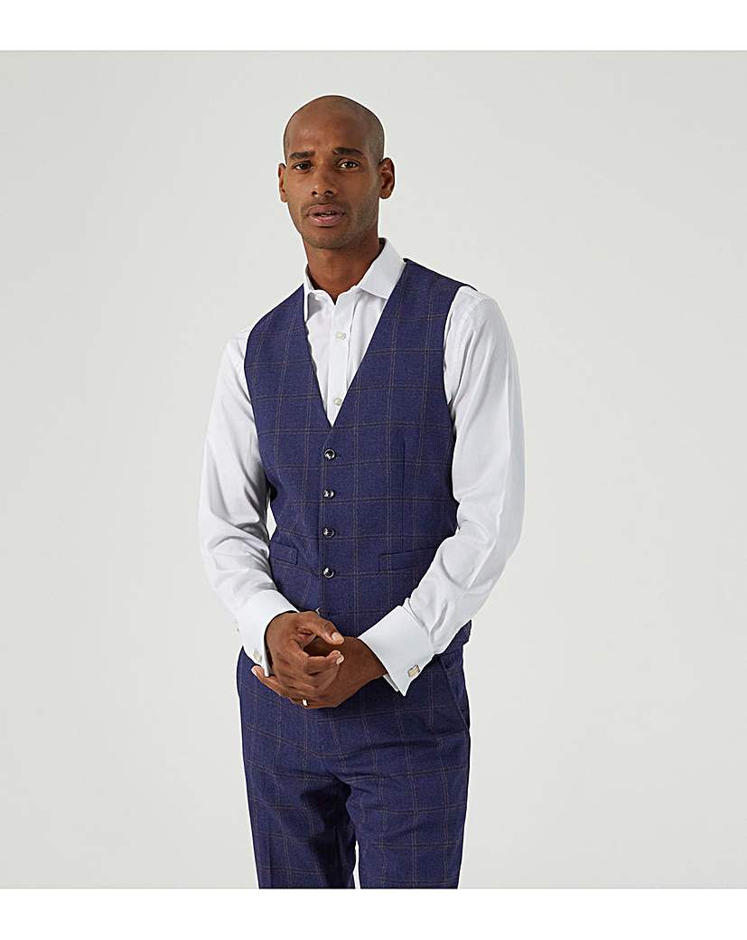 Skopes Barron Suit Waistcoat Blue Check