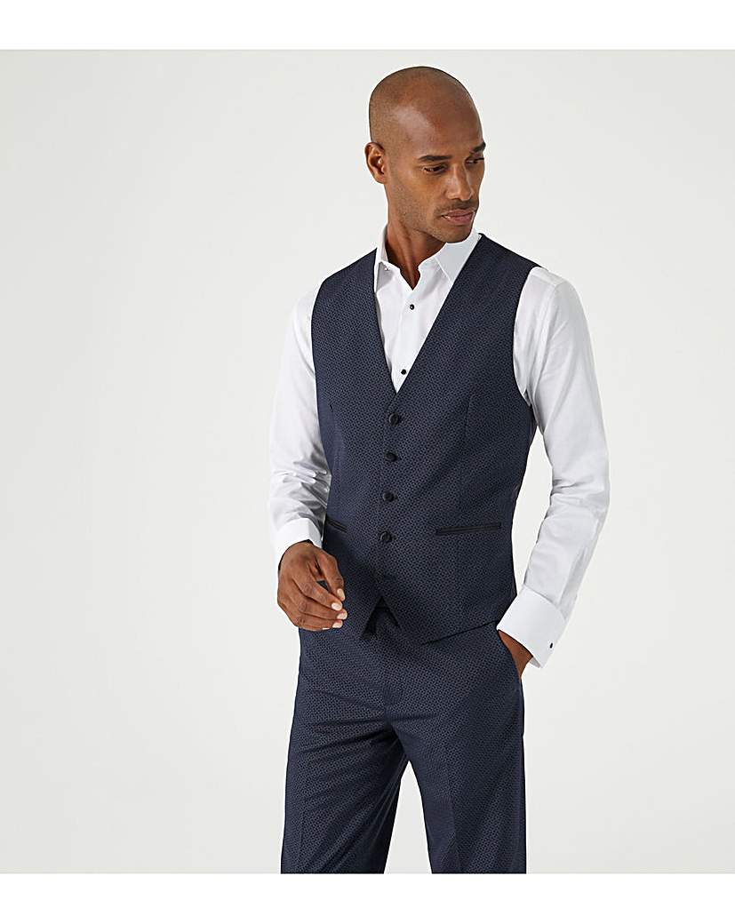 Skopes Cuba Suit Waistcoat Navy Diamond