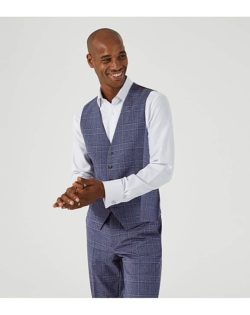 Skopes Irwin Suit Waistcoat Blue Check