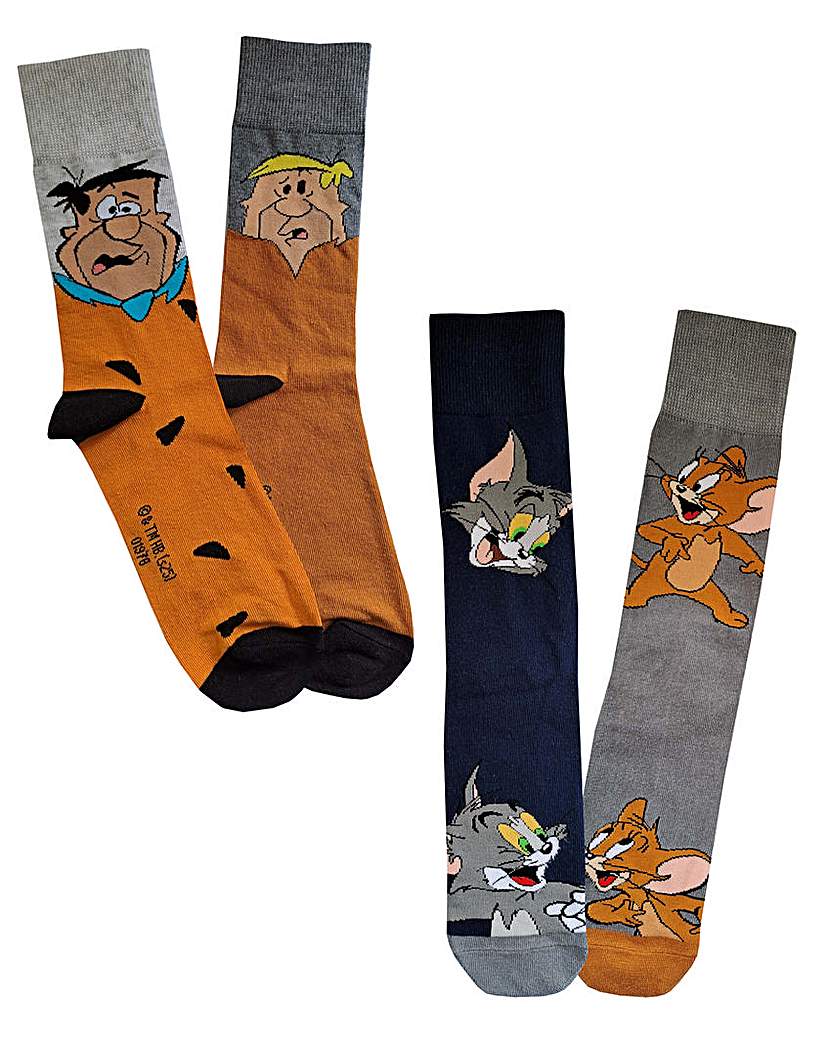 Mens 4pk Tom Jerry Flintstones Scks Multi …