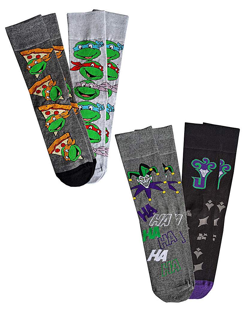 Mens 4pk The Joker & Turtles Gift Socks