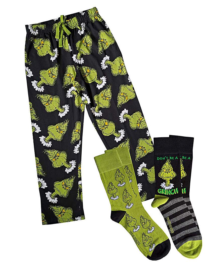 Mens Grinch Loungepant 2pk Sock