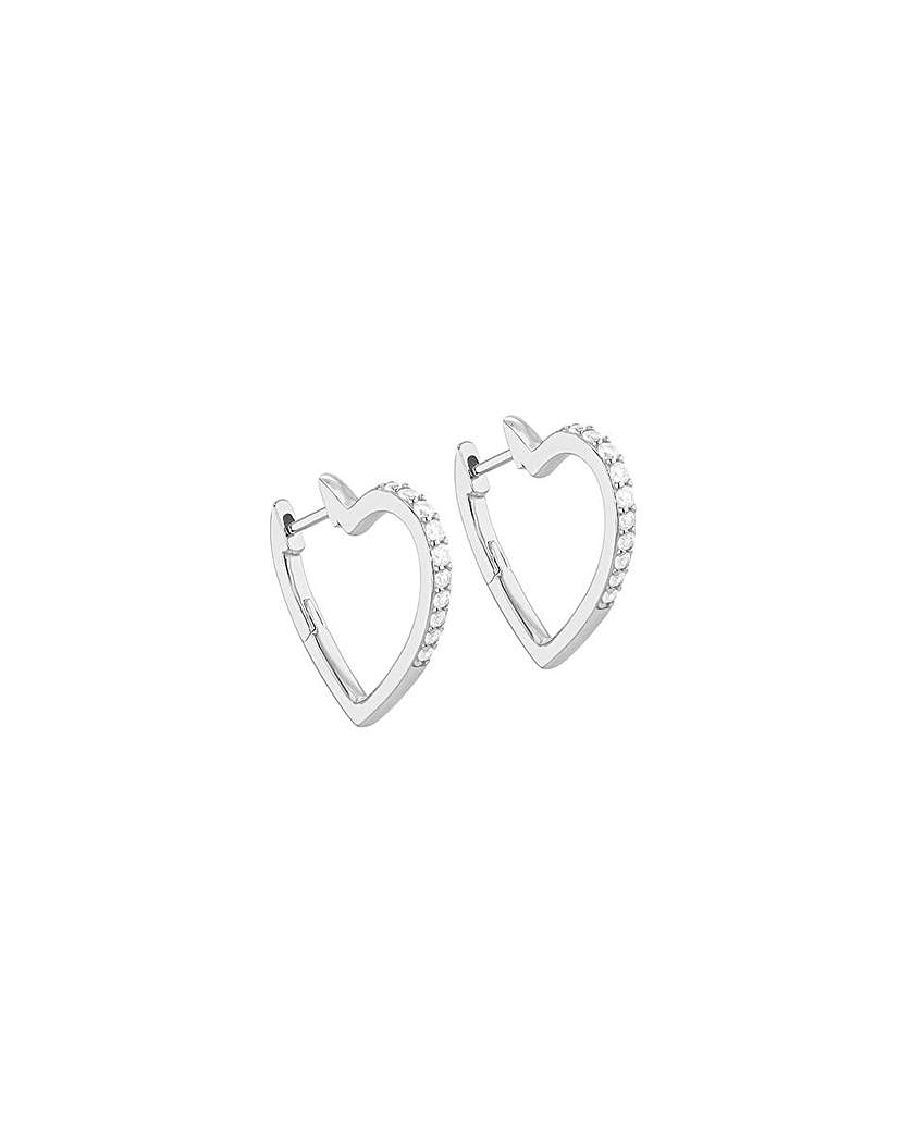 Sterling Silver Round CZ Heart Earrings