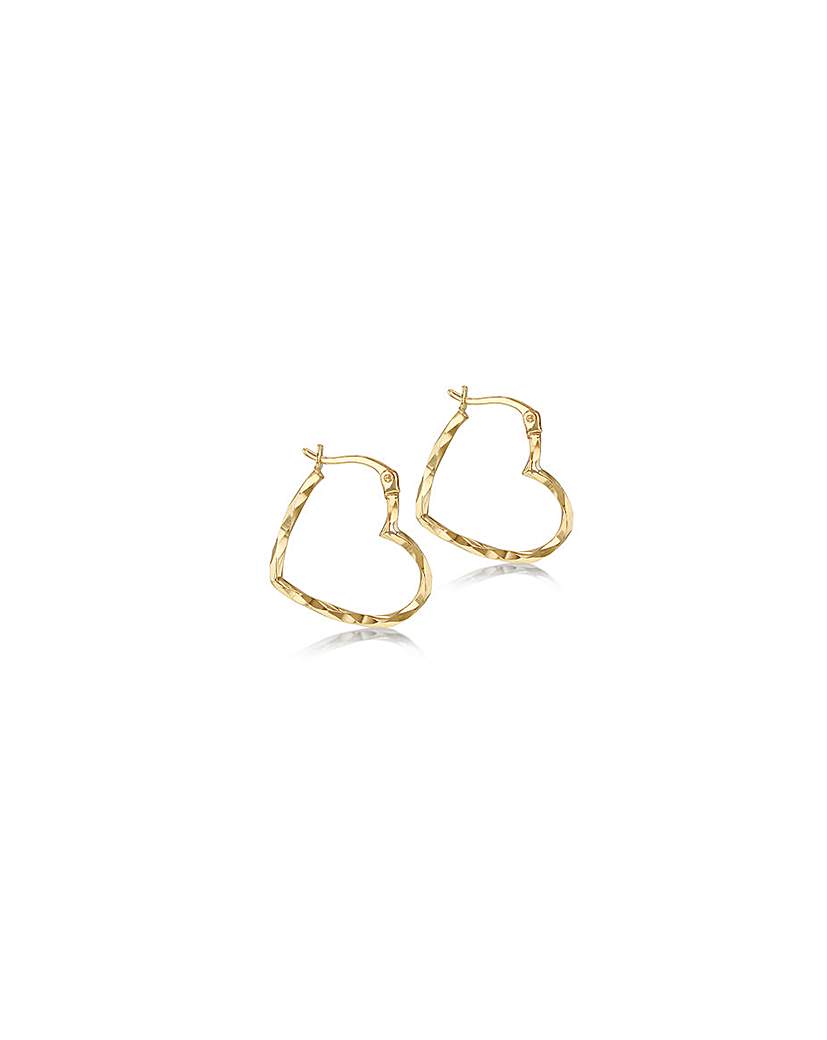 9 Carat Gold Diamond Cut Heart Earrings