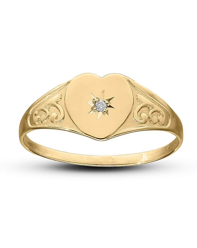 9CT GOLD DIAMOND SET HEART RING