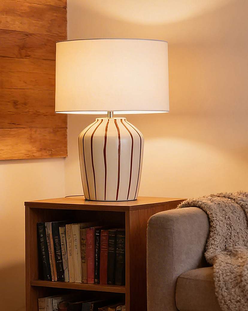Merrow Burgundy Stripe Ceramic Lamp