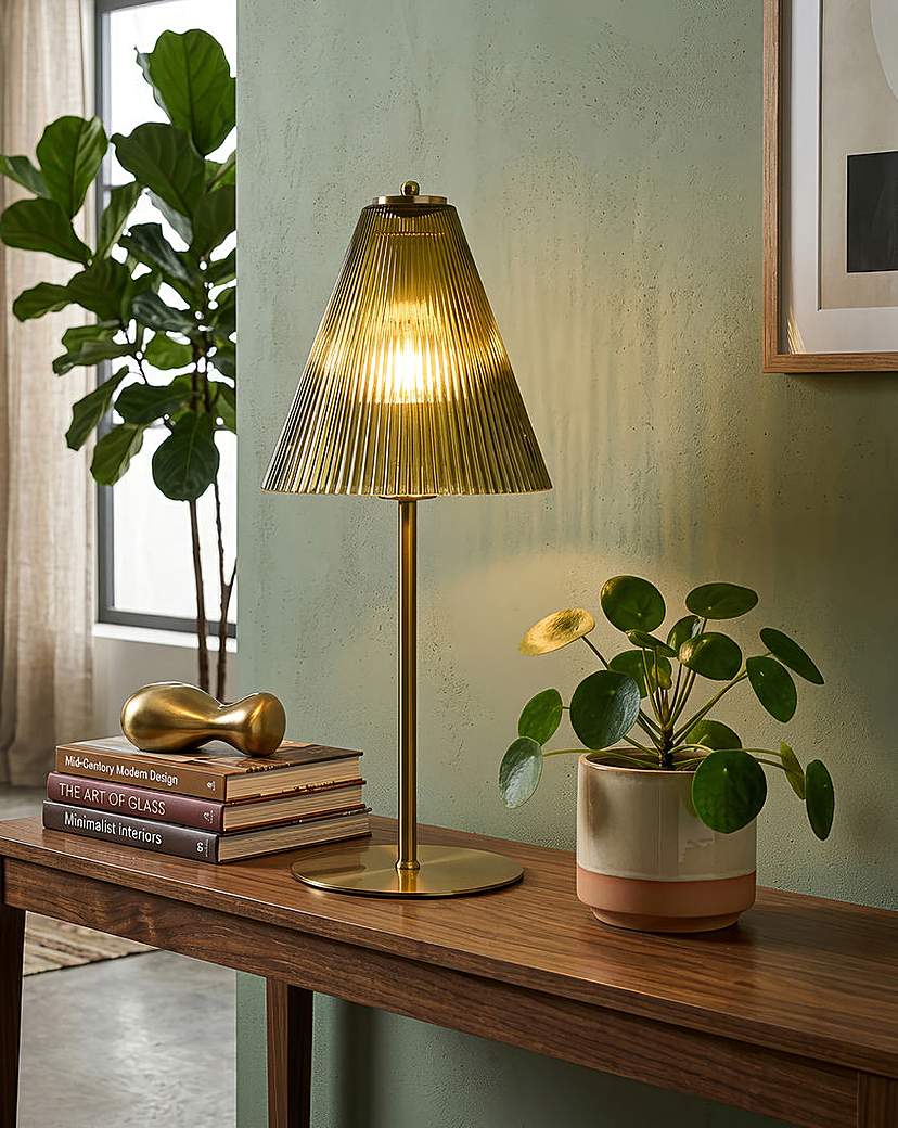 Nerissa Green Ribbed Glass Table Lamp