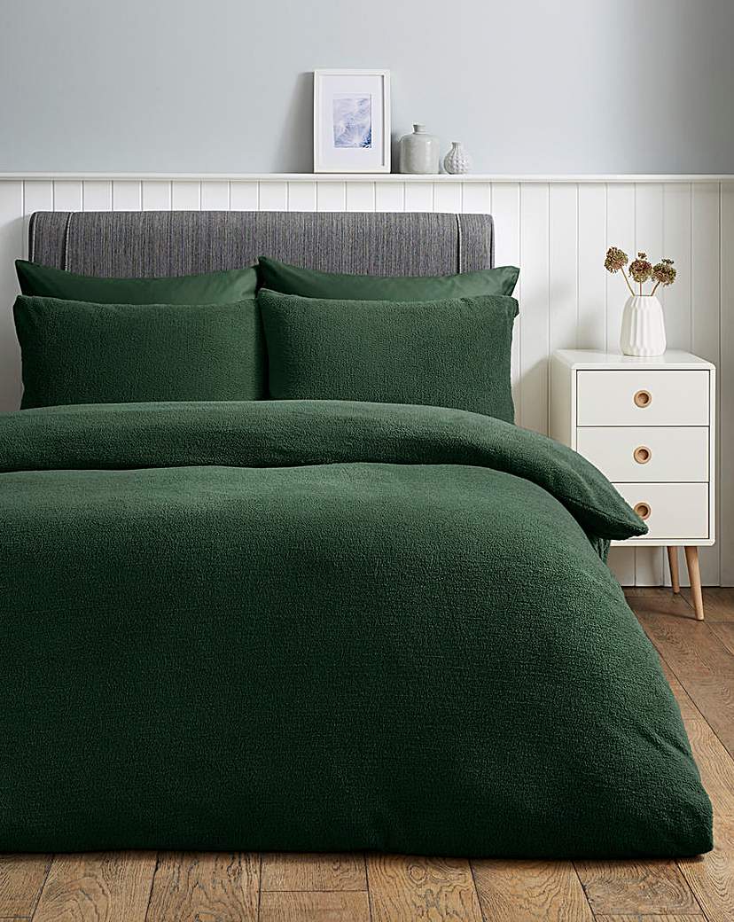 Cosy Cuddle Fleece Duvet Set - Forest Green