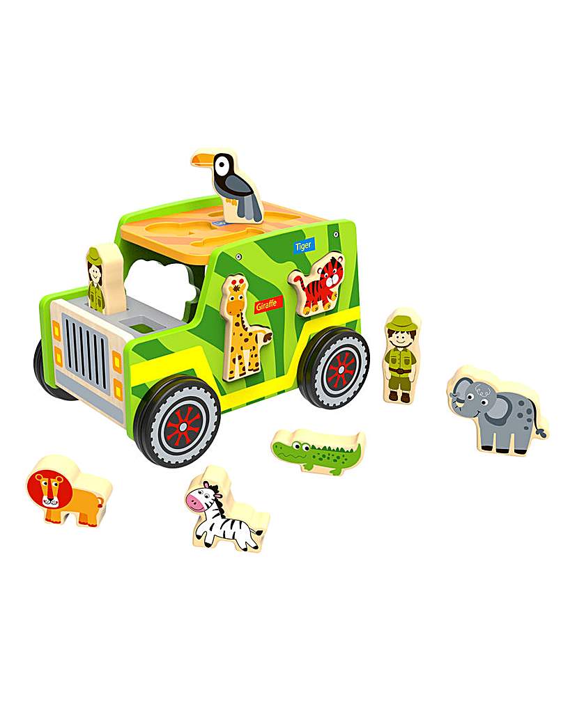 Image of Tooky Toy Wooden Safari Jeep Set