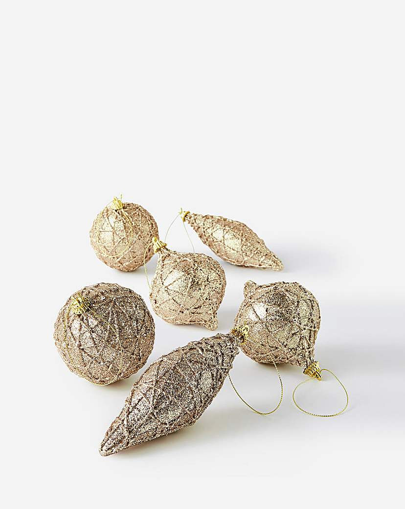 Sequin Glitter Baubles - Set of 6