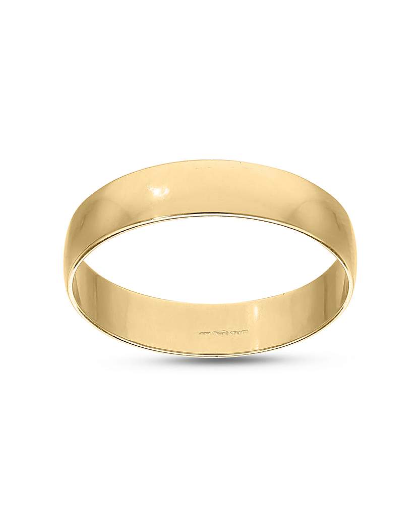 9ct D Shape 4MM Wedding Ring