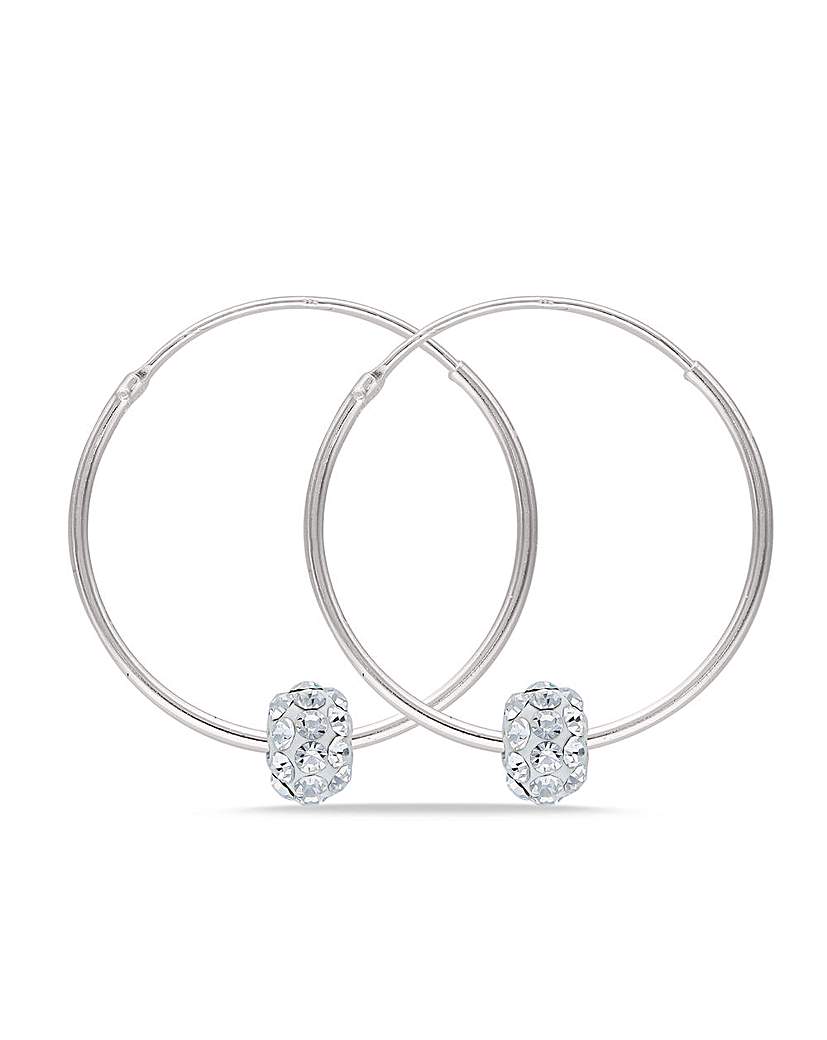 Sterling Silver Crystal Ball Hoops