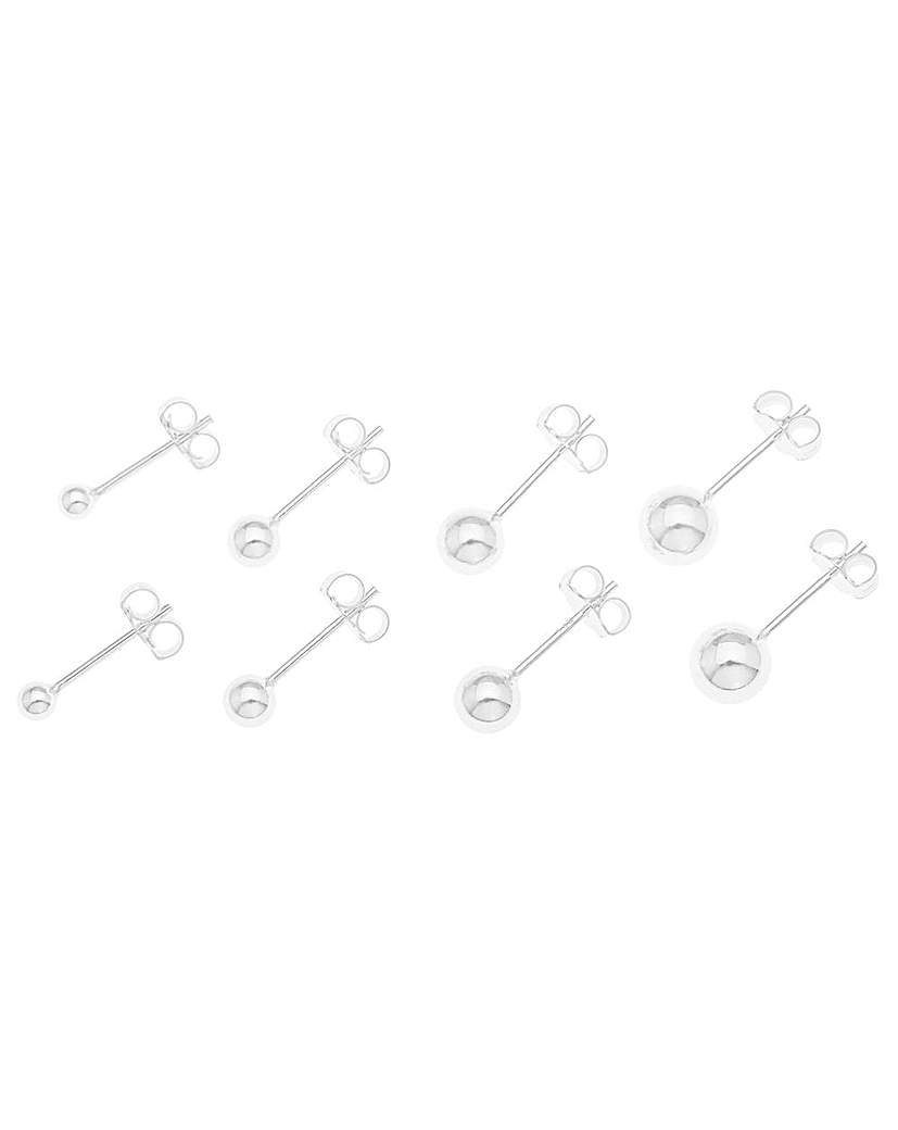 Silver Set of 4 Pairs Studs