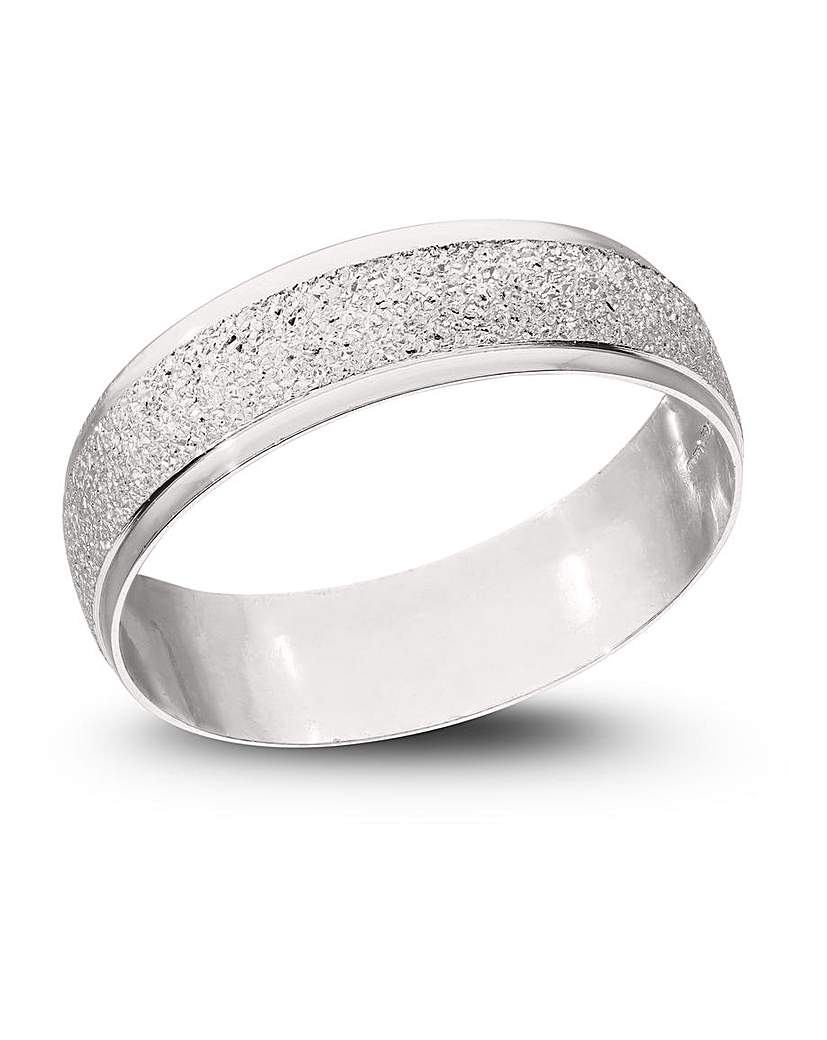 9CT White Gold Sparkle 6mm Wed Band