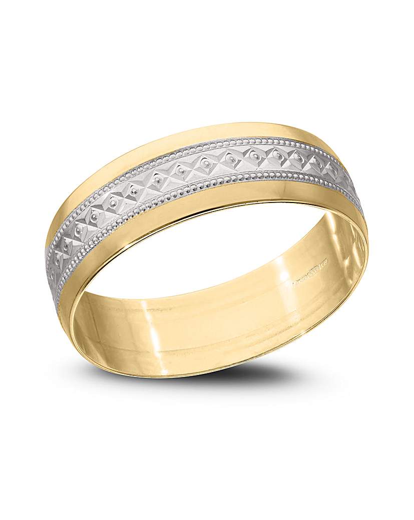 9CT Gold 6mm 2 Tone Wed Band
