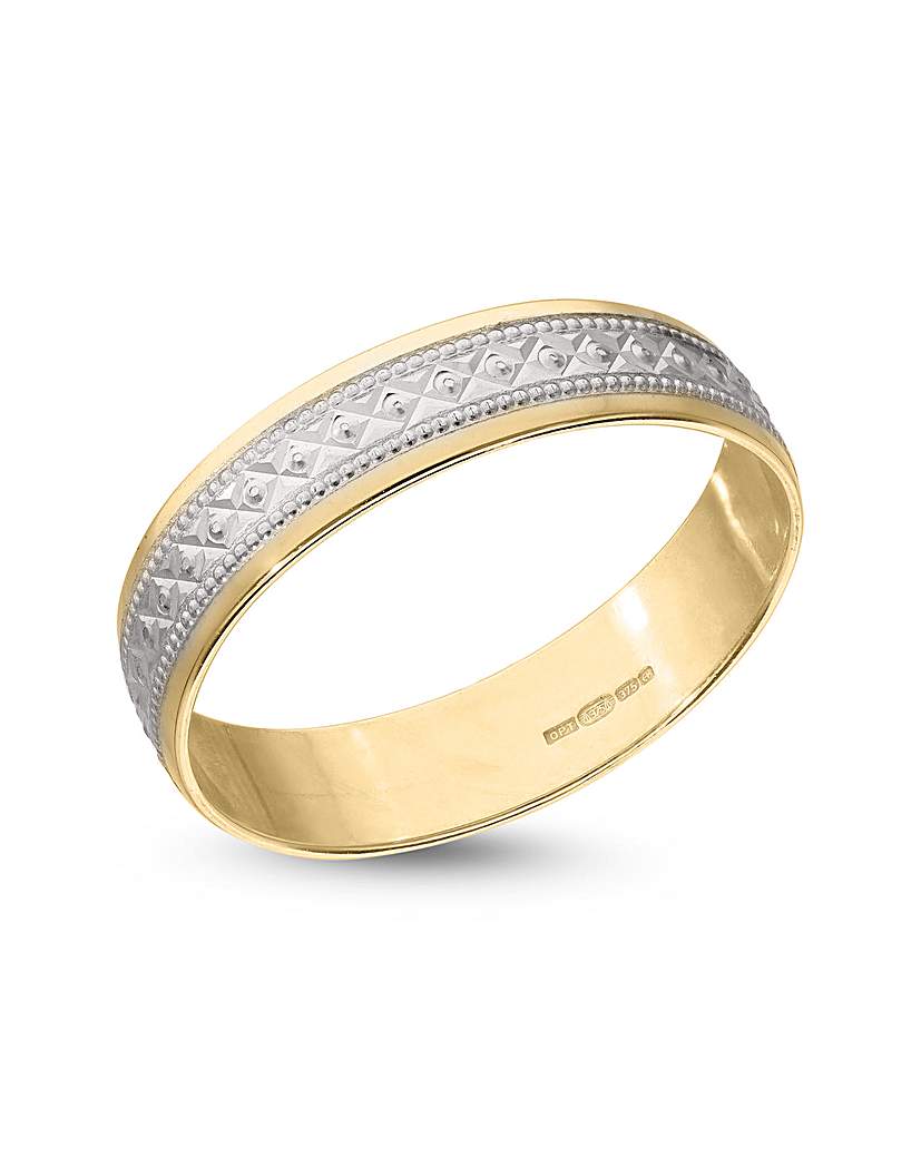 9CT Gold 4mm 2 Tone Wed Band