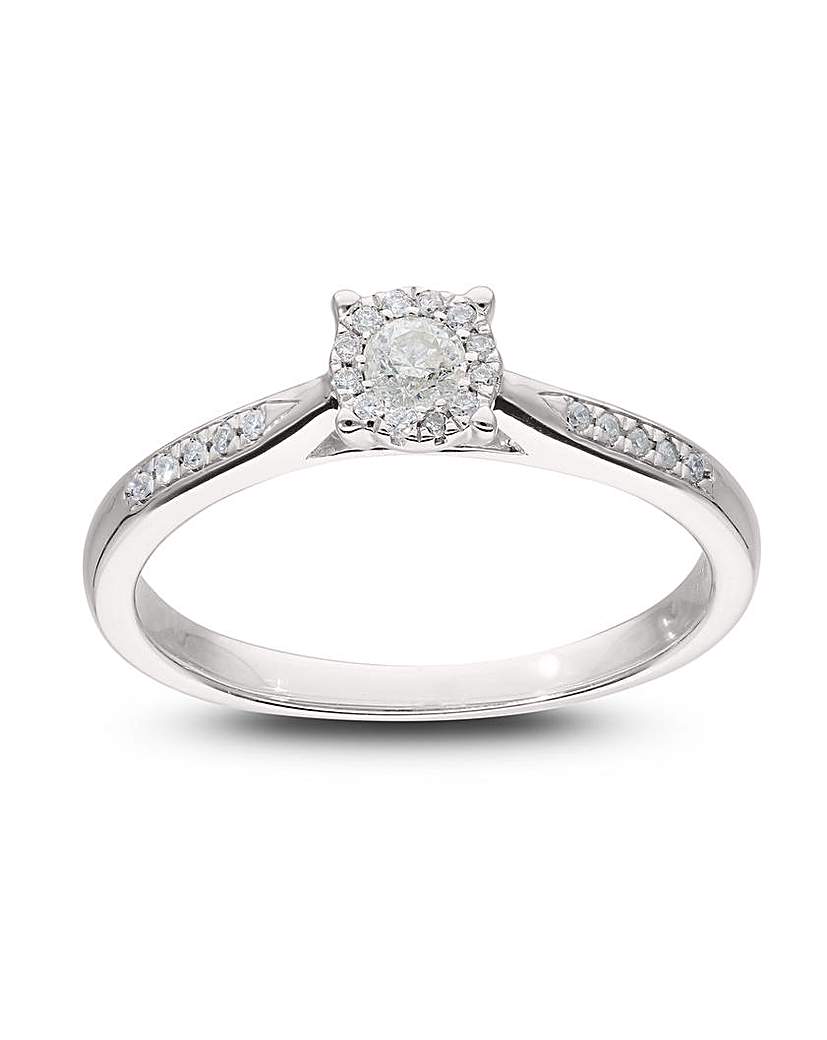 9CT WG Diamond Solitaire Look Ring