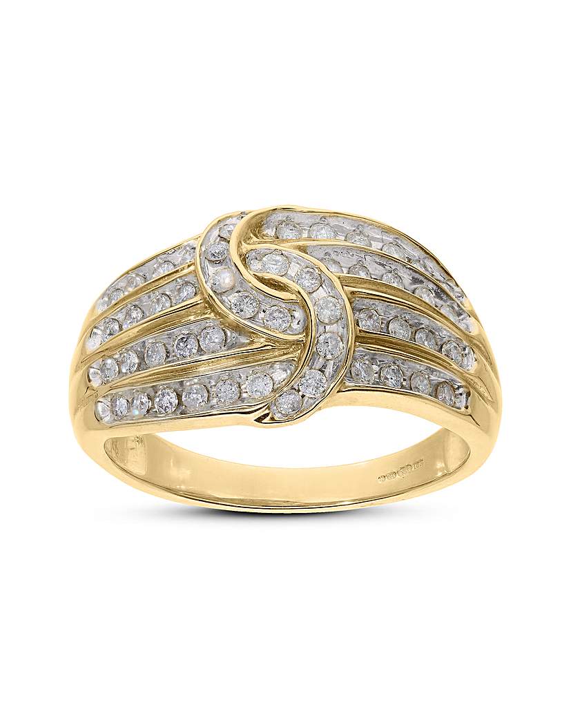 9ct Gold 1/2 Carat Diamond Knot Ring - Gift For Her