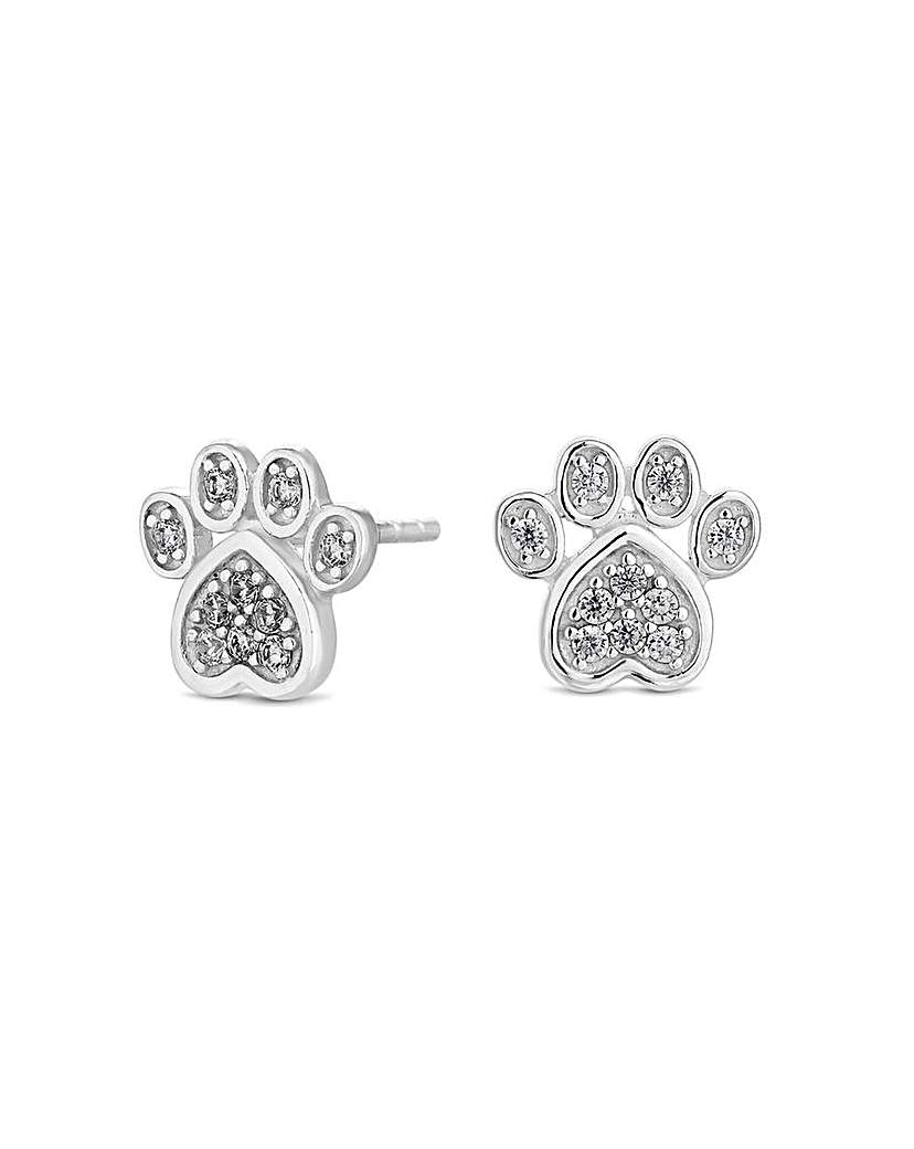 Simply Silver Paw Print Stud Earrings