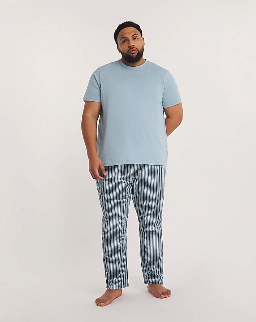 Jersey And Woven Stripe Pyjama Set