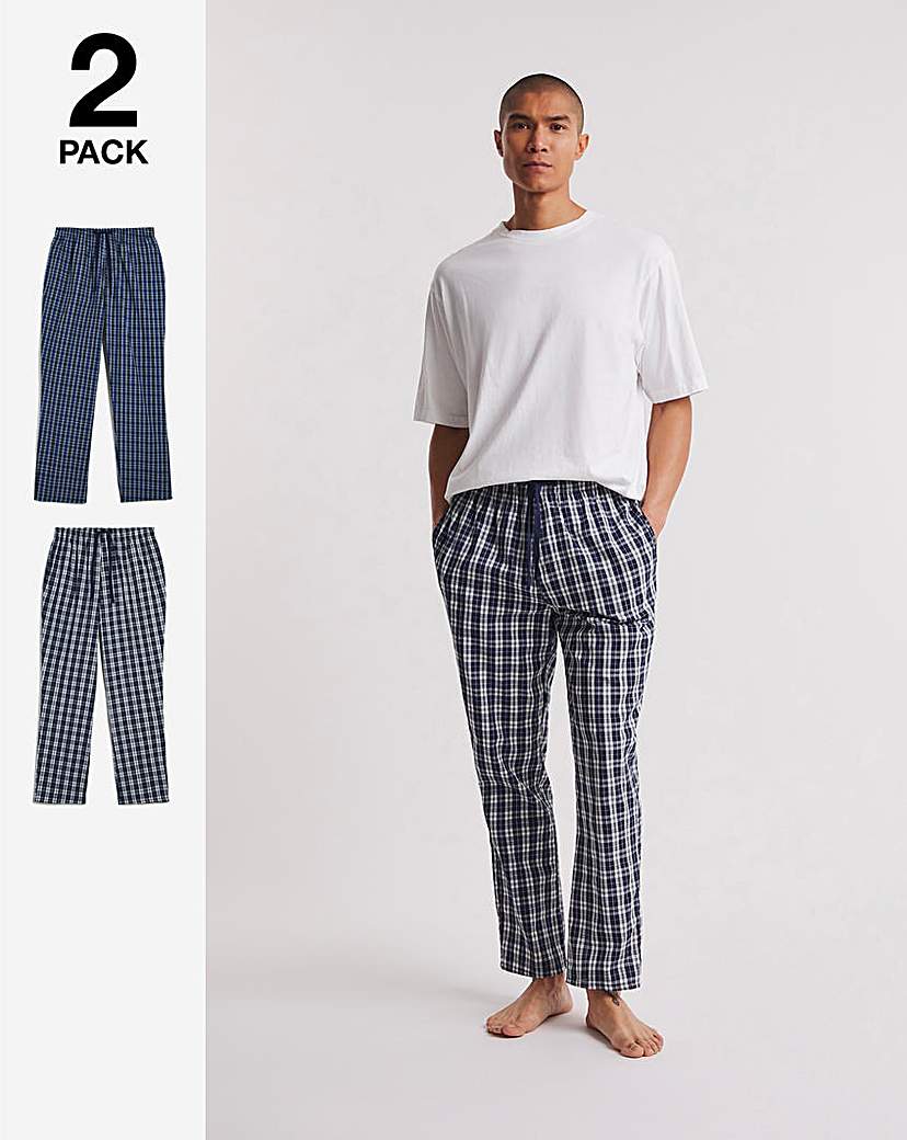 Image of 2 Pack Check Woven PJ Trousers