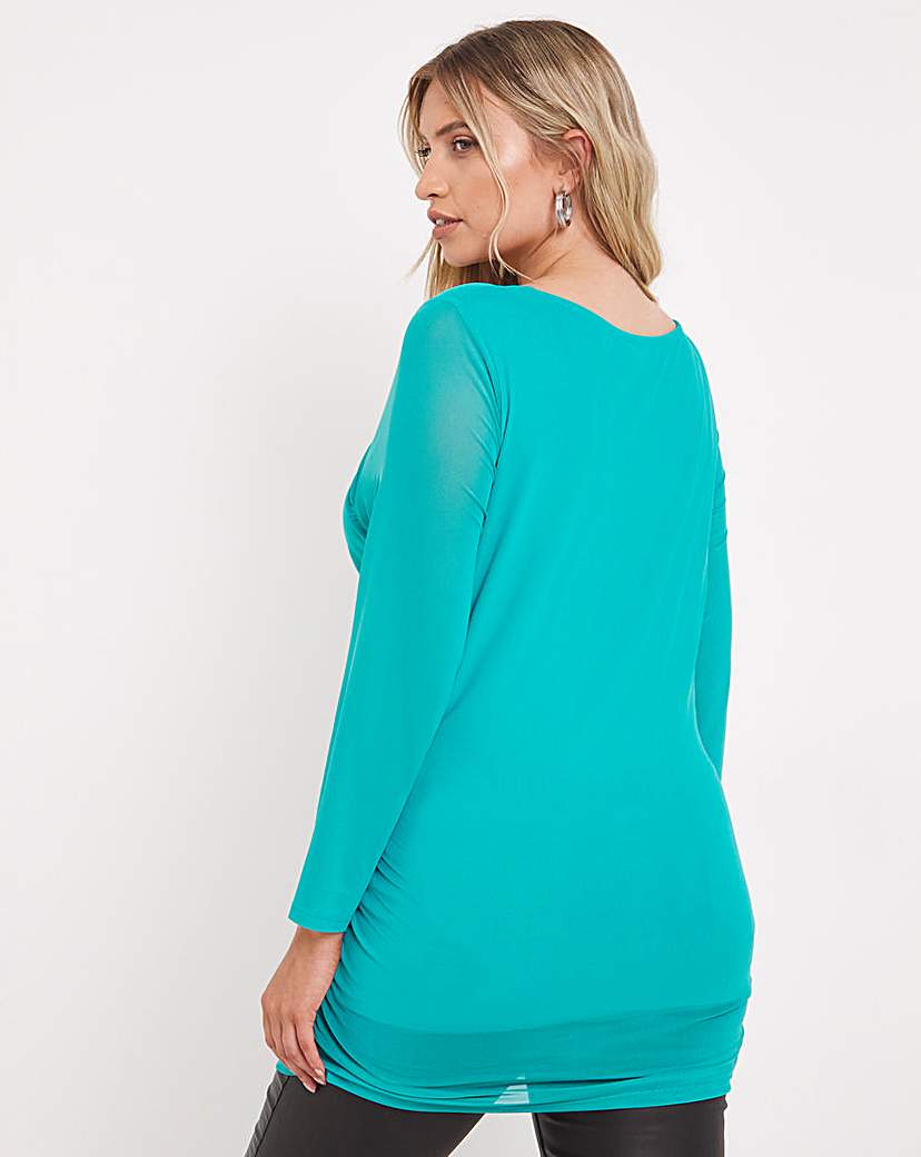 Mesh Ruched Milkmaid Top