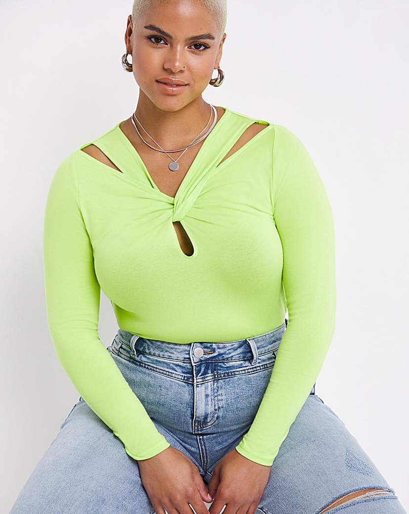 Lime Cut Out Twist Detail Top - Lime