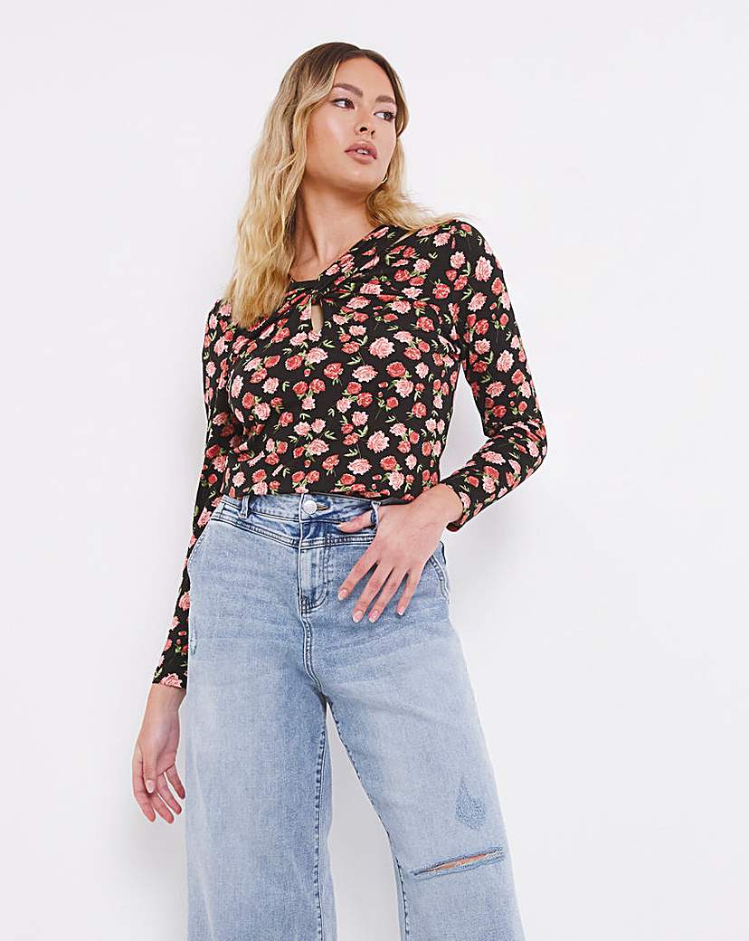 Cut Out Twist Detail Top - Floral