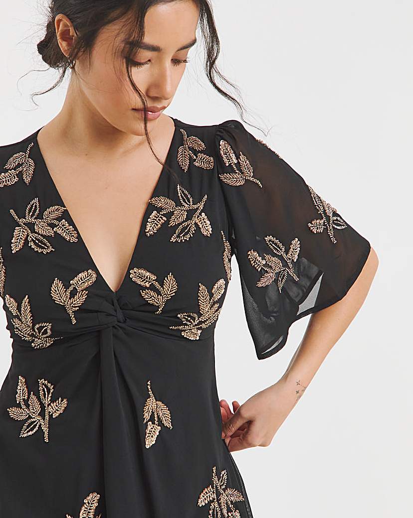 Maya Deluxe Twist Front Embellished Maxi