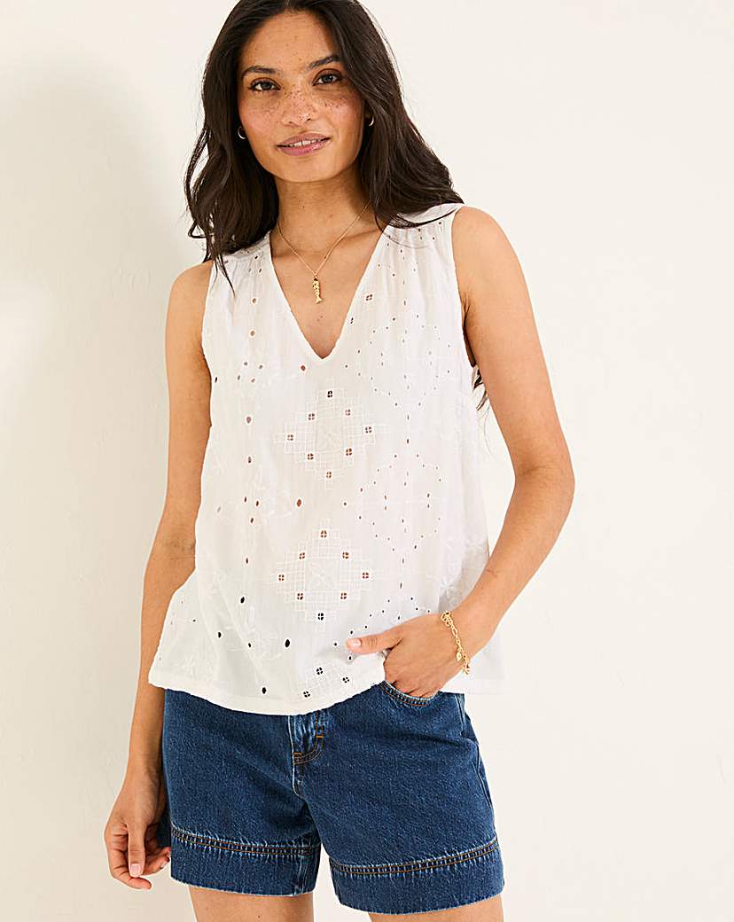 Fatface Frill Embroidery Top