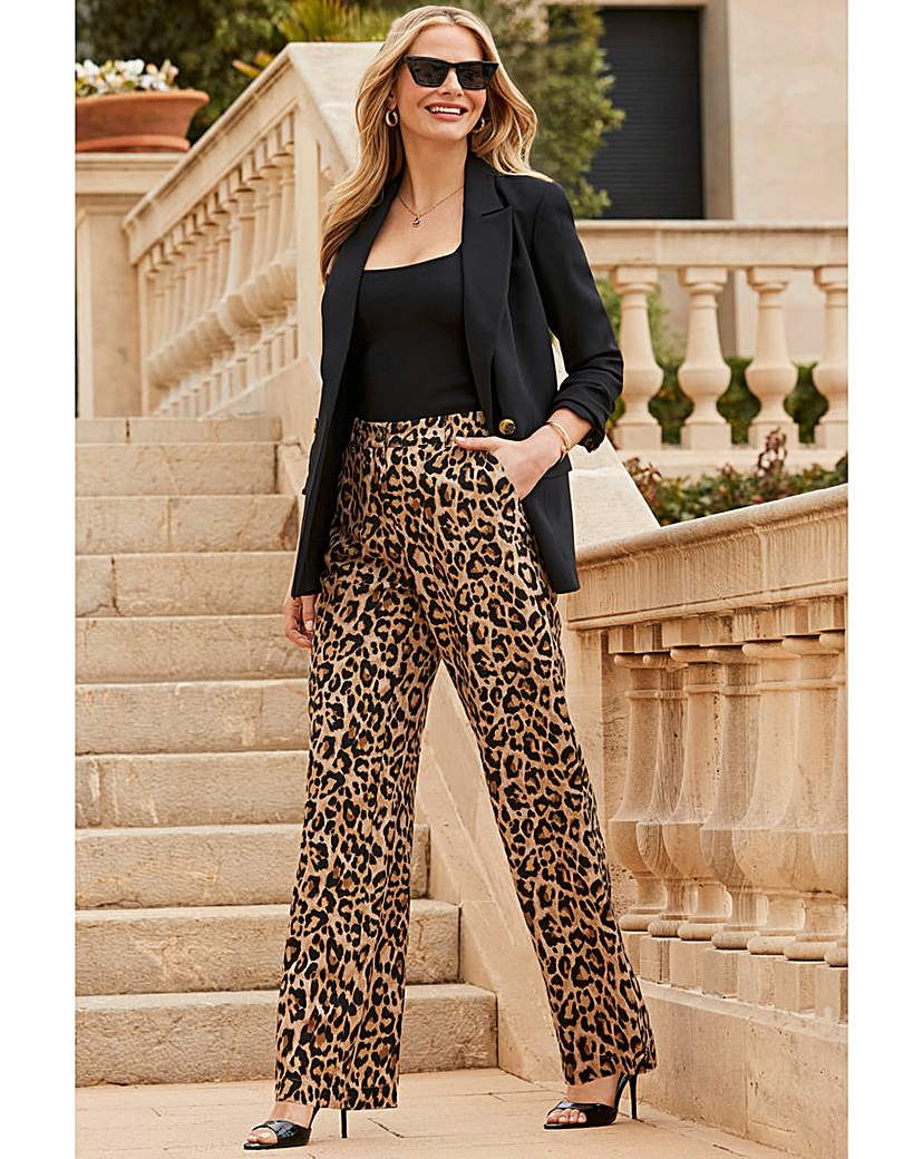 Sosandar Linen Leopard Print Trouser