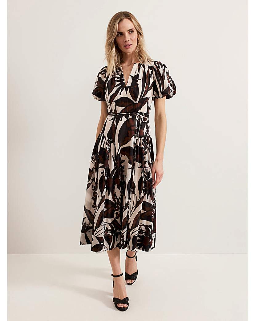 Phase Eight Puff Sleeve Midi Dress