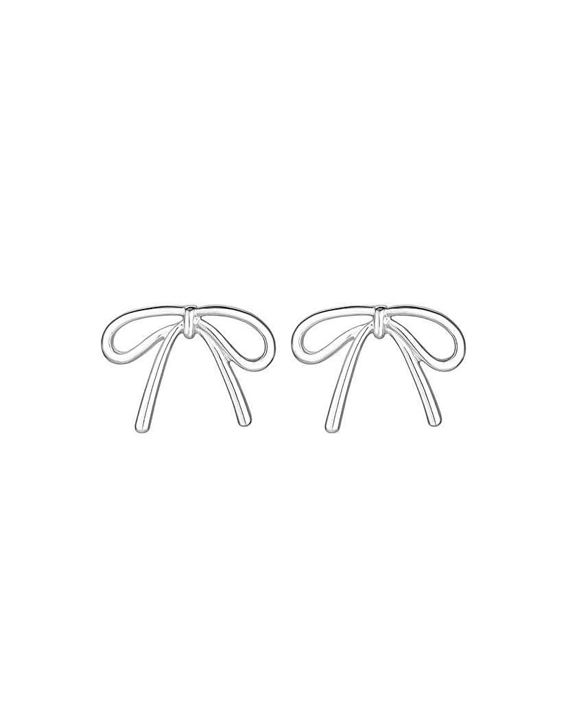 Mood Silver Polished Bow Stud Earrings