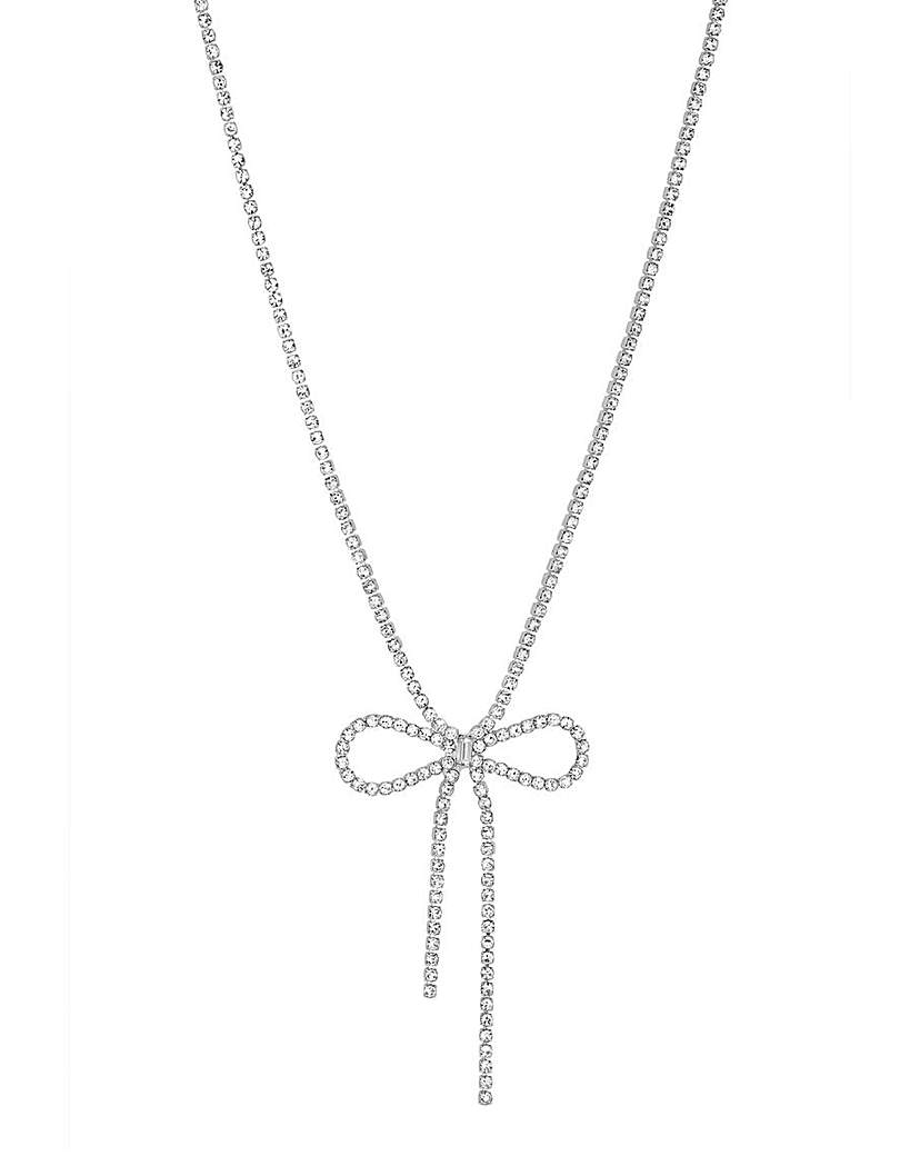 Mood Silver Crystal Bow Short Necklace