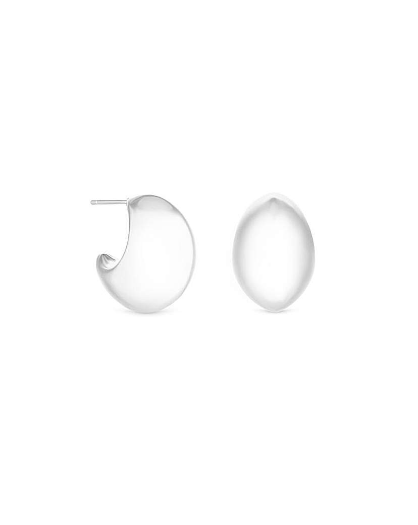 Mood Silver Polished Dome Hoop Earrings