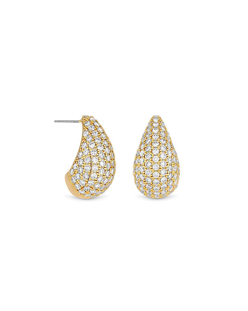 Mood Gold Crystal Dome Hoop Earrings