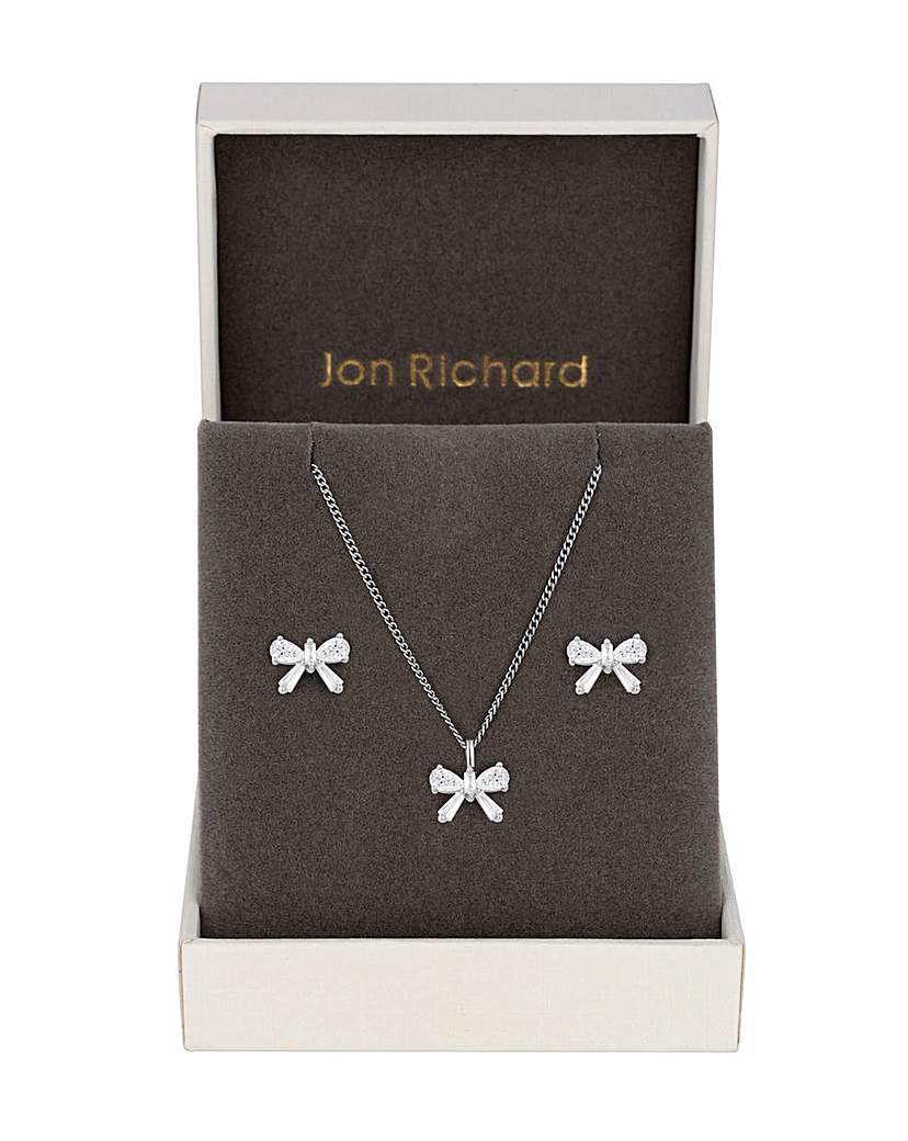 Jon Richard Bow Earrings And Pendant Set