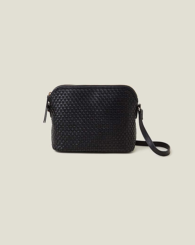 Accessorize Leather Woven Cross-Body Bag