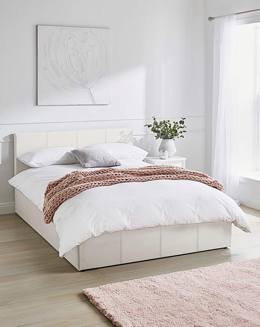 Hayden Faux Leather Ottoman Bed Frame - White