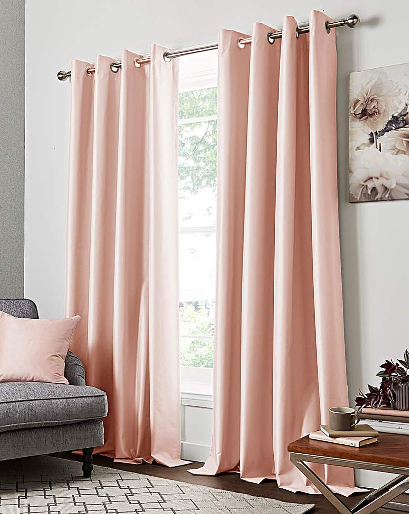 Faux Silk Blackout Curtains - Blush