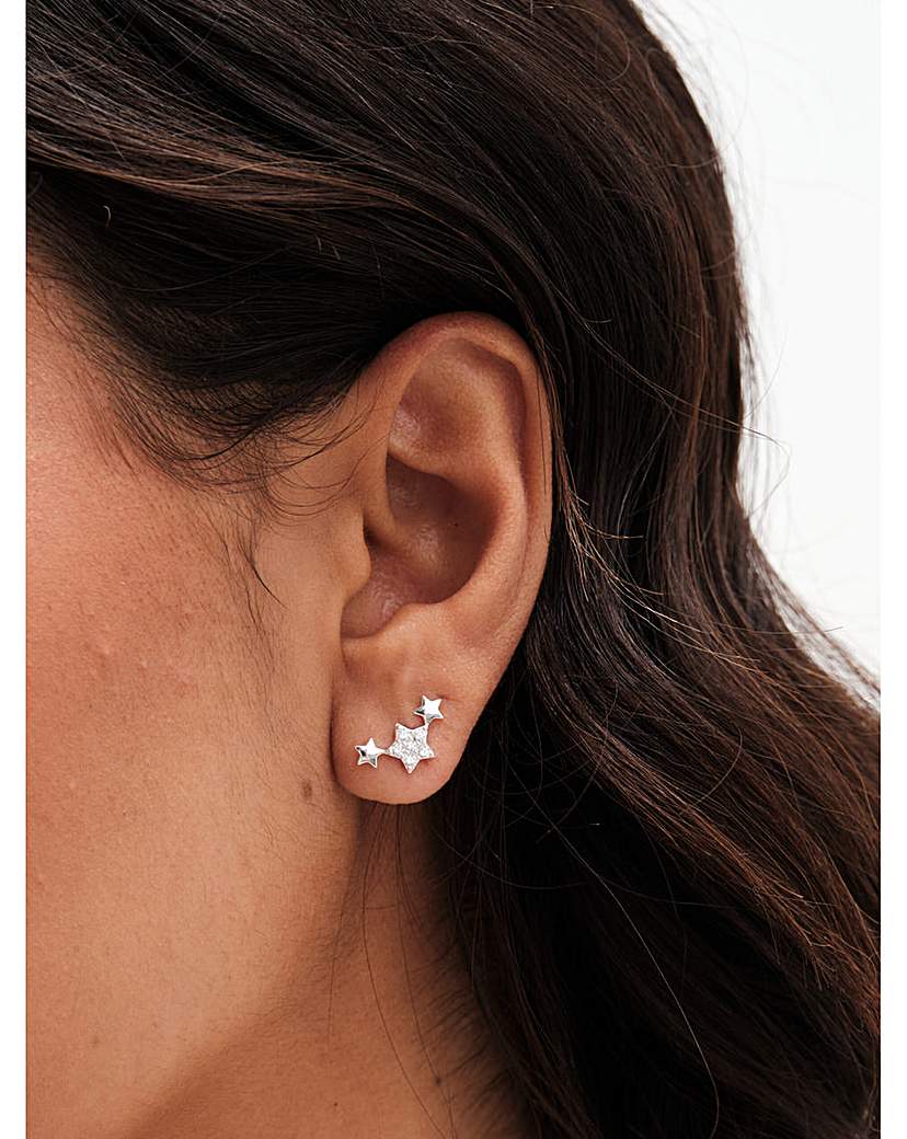 Simply Silver 925 CZ Star Earrings