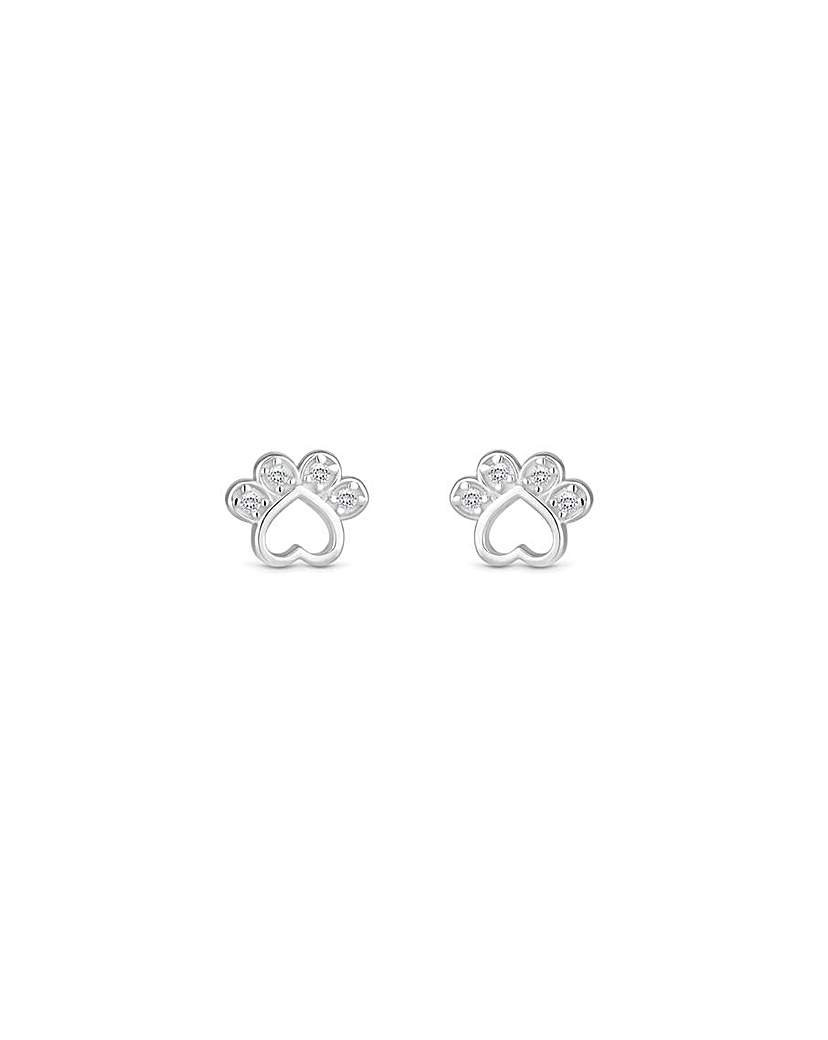 Simply Silver 925 CZ Open Paw Earrings