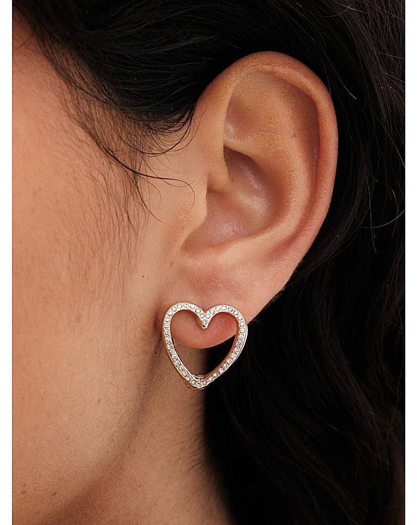 Mood Gold Crystal Heart Stud Earrings