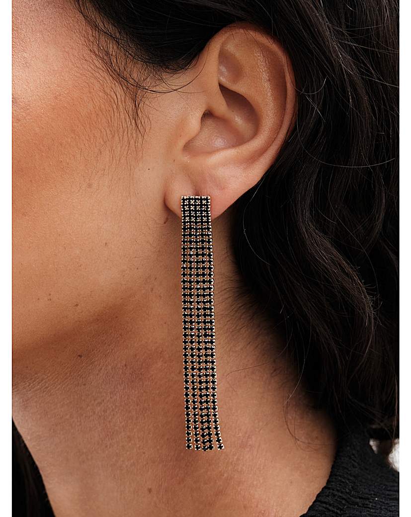 Mood Black Diamante Drop Earrings